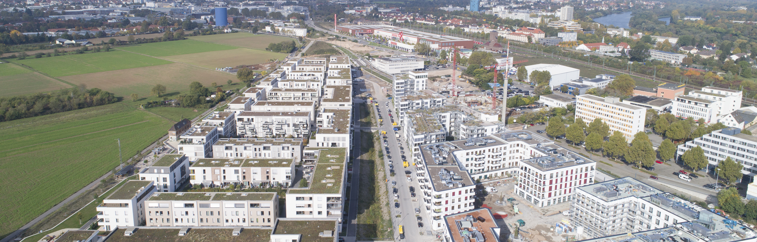 Luftaufnahme aus dem Westen der Bahnstadt (Foto: Buck)